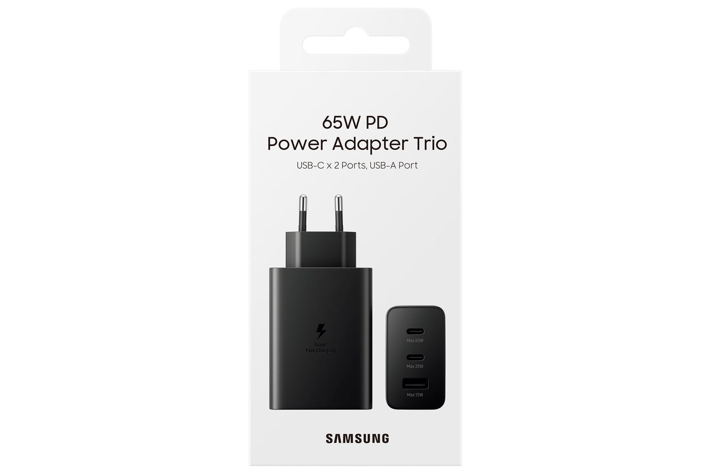 Power charger SAMSUNG Trio EP-T6530 65W PD 1x USB-A, 2x USB-C (EP-T6530NBEGEU) Black