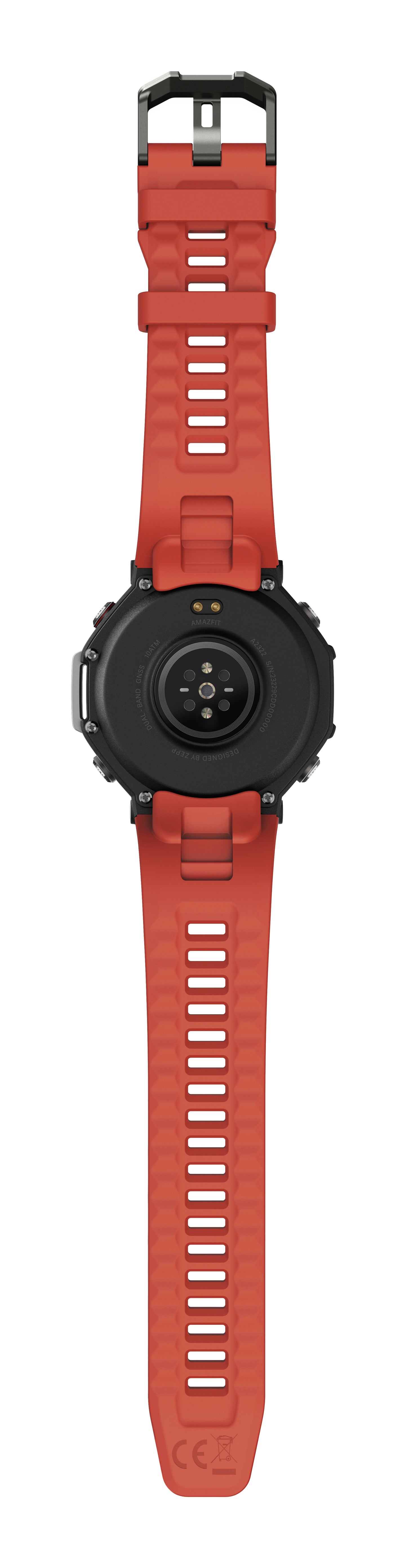 Amazfit T-Rex 3 Lava 3,81 cm (1.5") AMOLED 48.5 mm Digital 480 x 480 pixlar Pekskärm Svart, Rostfritt stål GPS