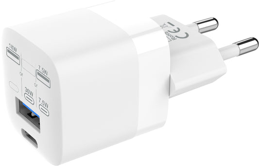 Vision TC-PUSBEU/30 mobilladdare Bärbar dator, Smartphone, Surfplatta Vit AC Snabb laddning inomhus