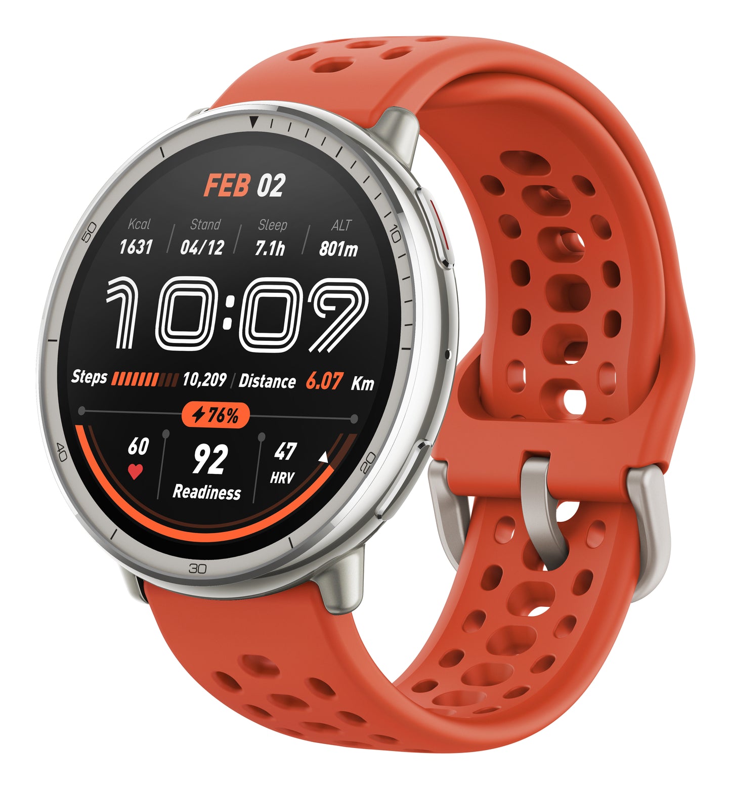 Amazfit W2433EU1N smartklocka och träningsklocka 3,35 cm (1.32") AMOLED Digital 466 x 466 pixlar Pekskärm Silver
