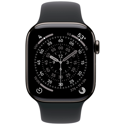 Apple Watch Series 11 42mm 5G Leisteen Titanium (Svart Gummiband S/M) – Apple