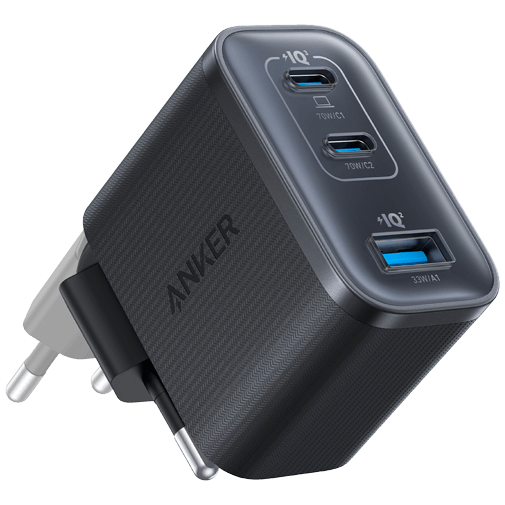 Anker Dual USB-C + USB-A Snabbladdare 70W Svart – Anker