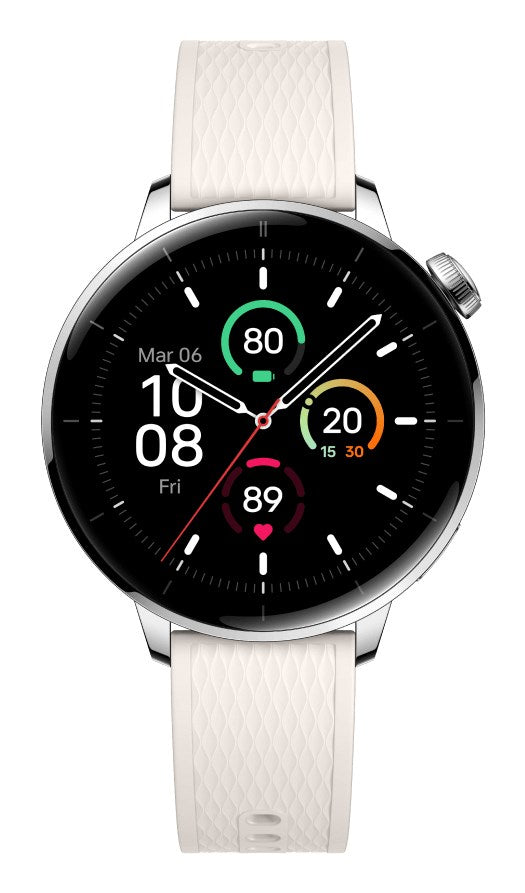 OnePlus Watch 3 43mm Silver (Vit Gummiband)