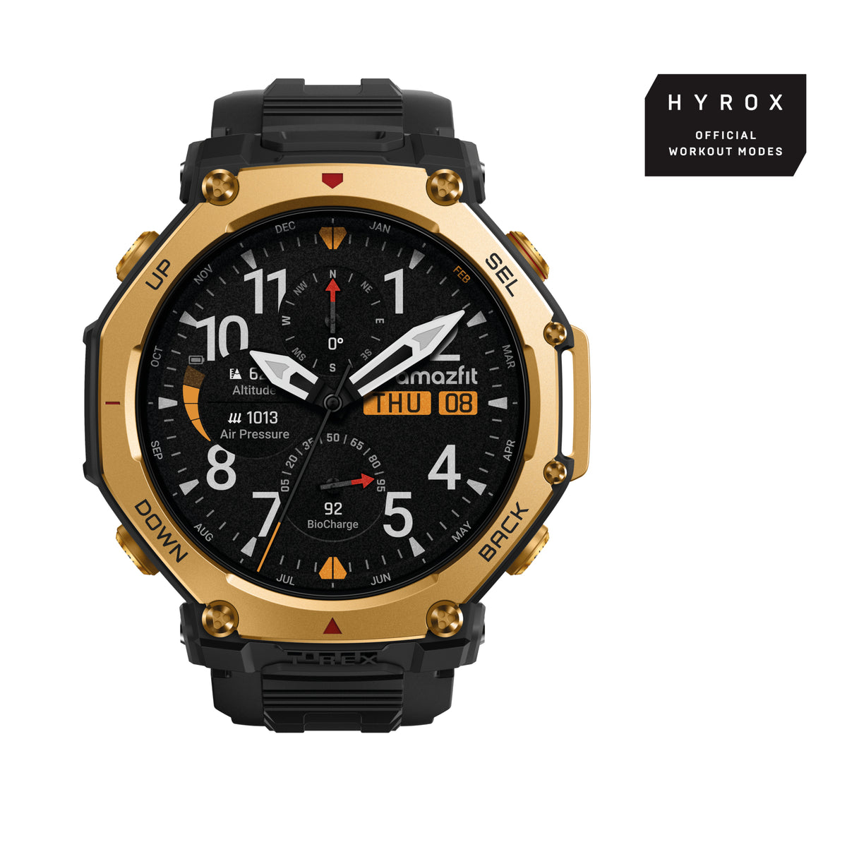 Amazfit T-Rex 3 Pro 48mm Guld (Svart Silikonband) – Amazfit