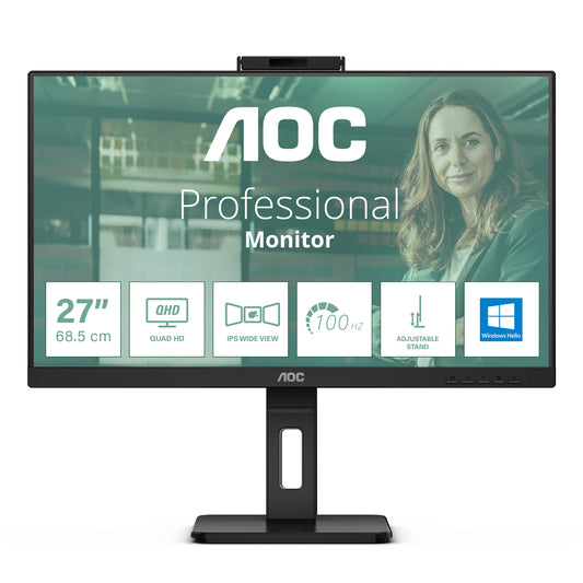 AOC Q27P3CW datorskärm 68.6 cm (27") 2560 x 1440 pixlar Quad HD LED Svart