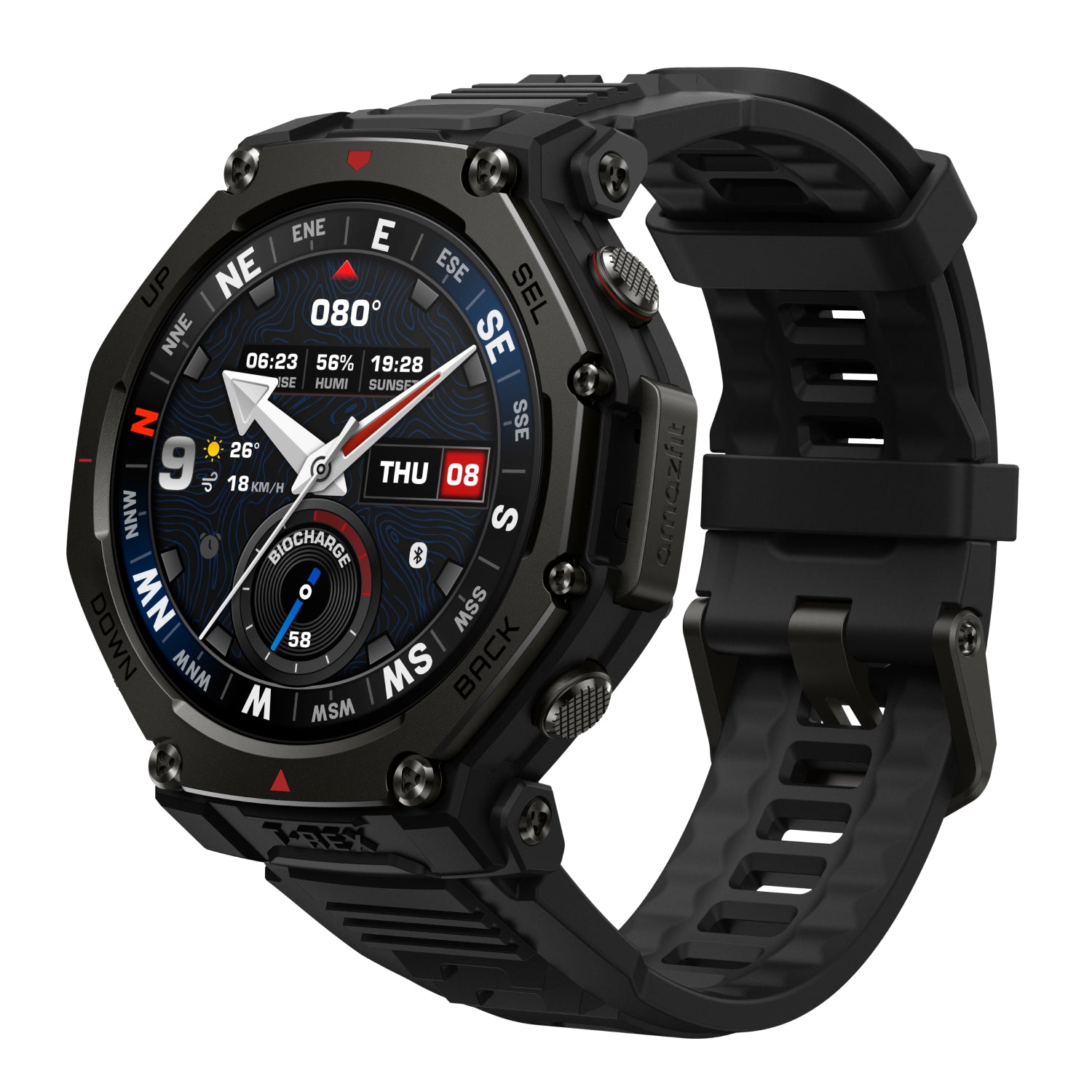 Amazfit T-rex 3 Pro 3,35 cm (1.32") AMOLED 44 mm Digital 466 x 466 pixlar Pekskärm Svart Wi-Fi GPS – Amazfit