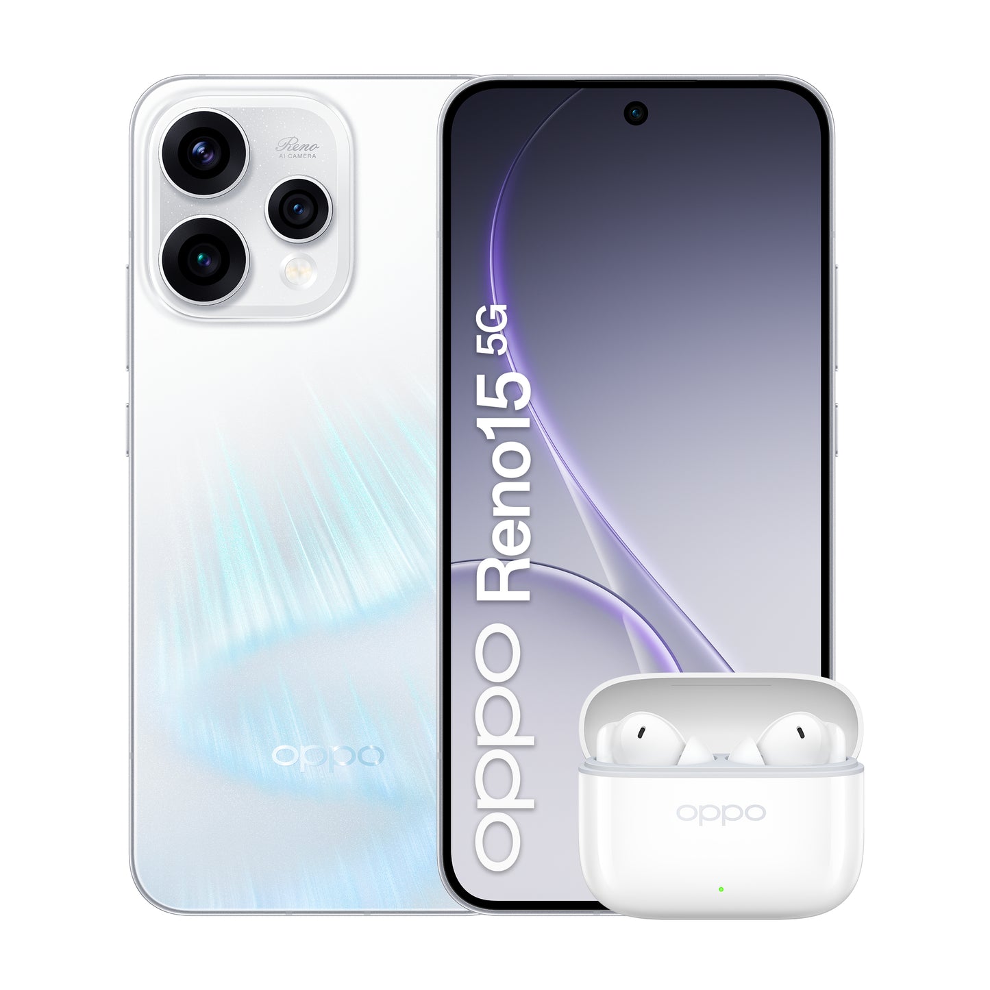 OPPO Reno15 5G Aurora White Box 16,7 cm (6.59") Dubbla SIM-kort Android 16.0 USB Type-C 8 GB 512 GB 6500 mAh Vit
