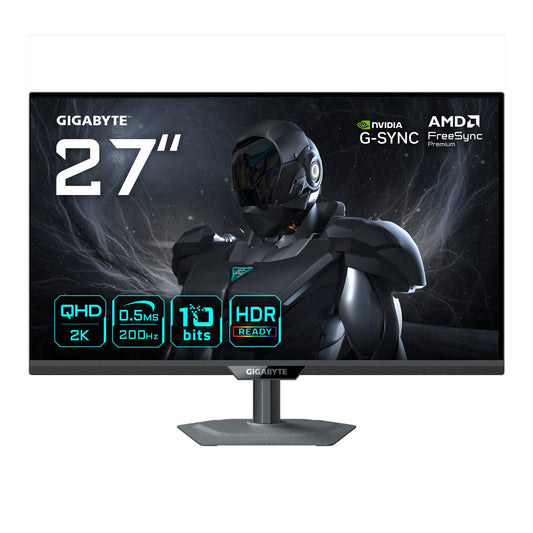 GIGABYTE G27Q20 27” QHD Gaming Monitor - 2560 x 1440, 200Hz, 0.5ms, 350 cd/m², G-Sync Compatible, FreeSync Premium, HDR10, HDMI 2.0, Displayport 1.4
