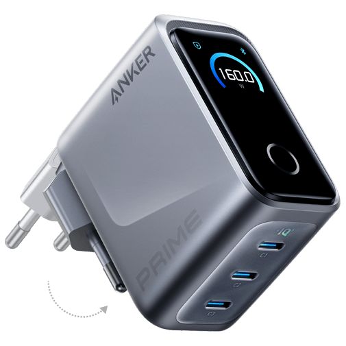 Anker Prime 3-USB-C Snabbladdare 160W Silver – Anker
