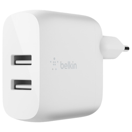 Belkin Boost Charge Dual USB Snabbladdare 24W + Lightning Kabel Vit – Belkin