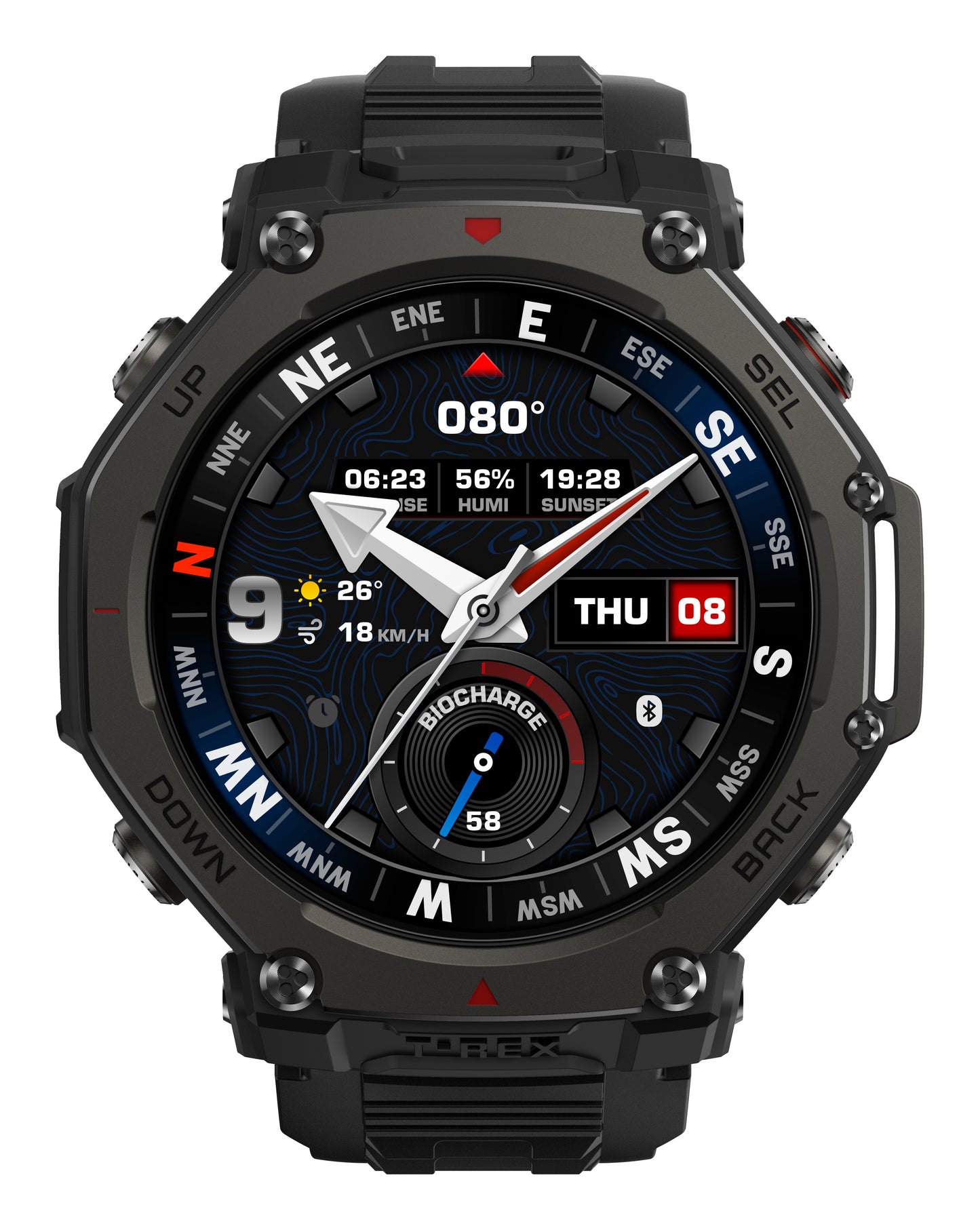 Amazfit T-Rex 3 Pro 3,81 cm (1.5") AMOLED 48 mm Digital 480 x 480 pixlar Pekskärm Svart Wi-Fi GPS