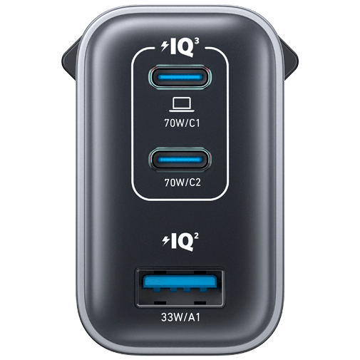 Anker Dual USB-C + USB-A Snabbladdare 70W Svart – Anker