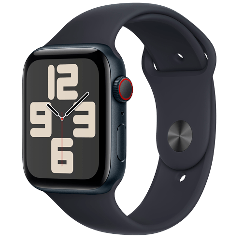 Apple Watch SE 2023 4G 44mm Svart (Svart Silikonband M/L) – Apple