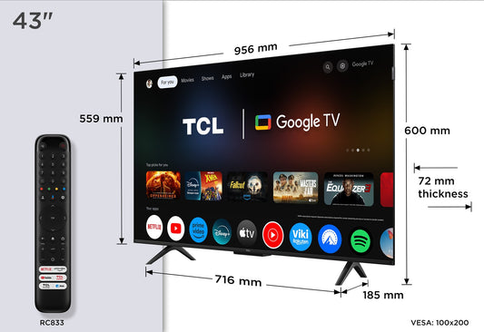 TCL P7K 43P7K TV 109.2 cm (43") 4K Ultra HD Smart TV Wi-Fi Metallic 430 cd/m² – TCL