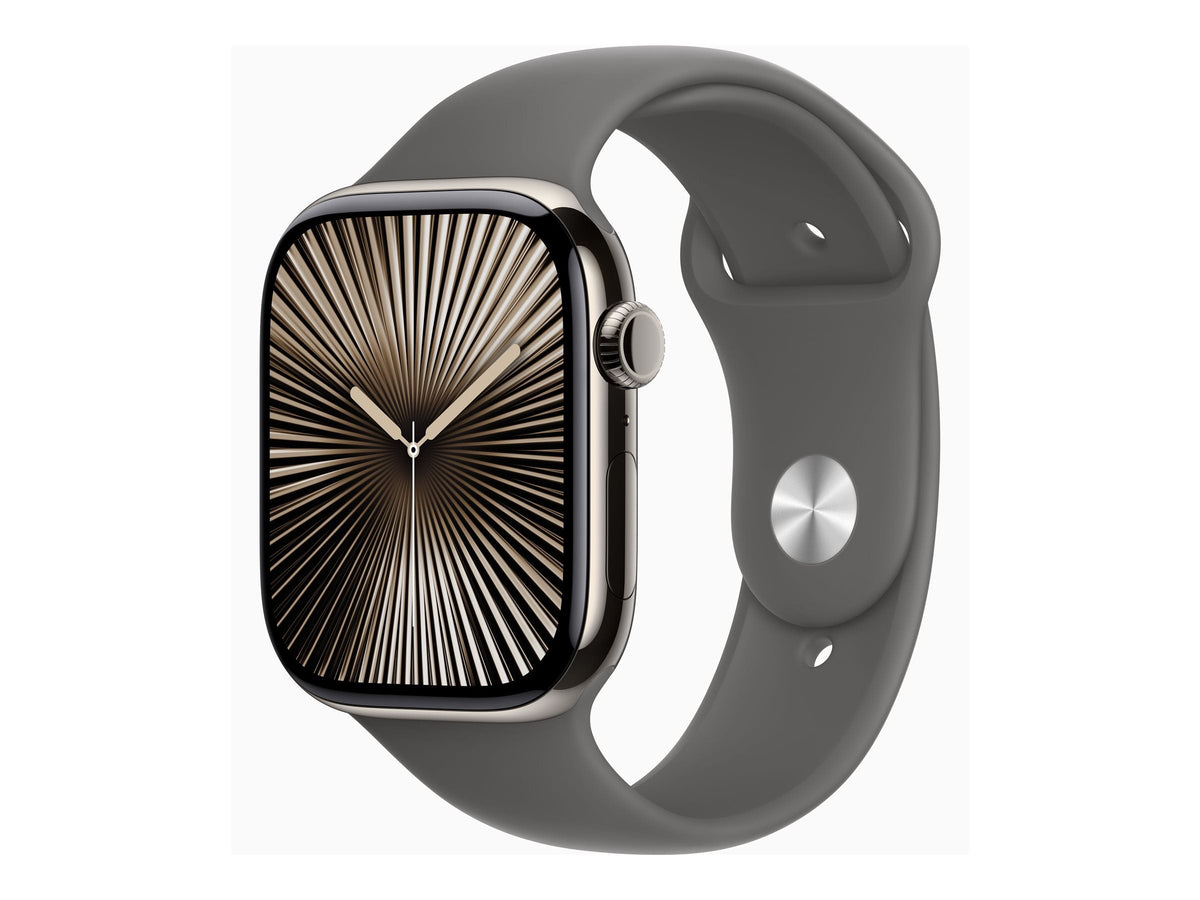 Apple Watch Series 10 4G 46mm Natural Titanium (Grå Gummiband M/L) – Apple