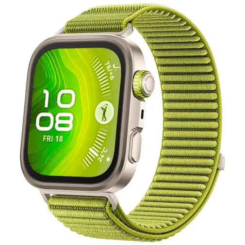 Huawei Watch Fit 4 Pro Guld (Grön Nylonband) – Huawei