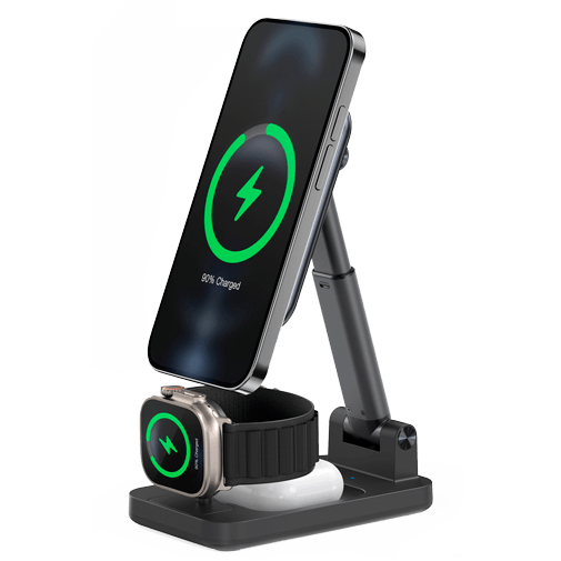 Mobilize 3-In-1 Trådlös Magnetisk Laddare 15W Svart – Mobilize