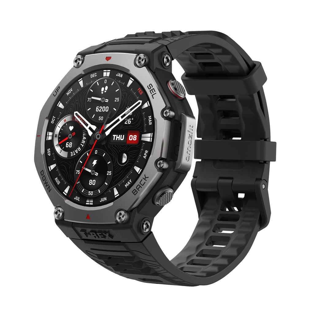 Amazfit T-Rex 3 3,81 cm (1.5") AMOLED 48.5 mm Digital 480 x 480 pixlar Pekskärm Svart Wi-Fi GPS