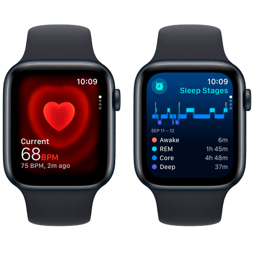 Apple Watch SE 2023 4G 44mm Svart (Svart Silikonband M/L) – Apple