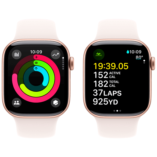 Apple Watch Series 10 42mm Gold (Rose Rubber Strap M/L) – Apple