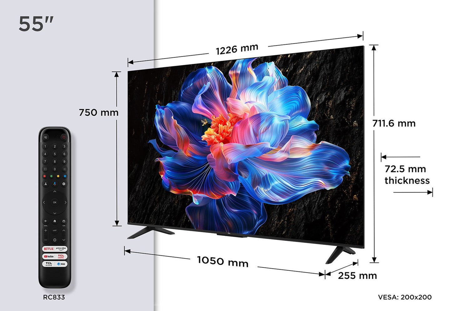 TCL V6C 55V6C TV 139.7 cm (55") 4K Ultra HD Smart TV Wi-Fi Metallic 270 cd/m²