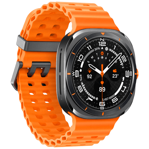 Samsung Galaxy Watch Ultra Titanium Grå (Orange Gummiband) – Samsung