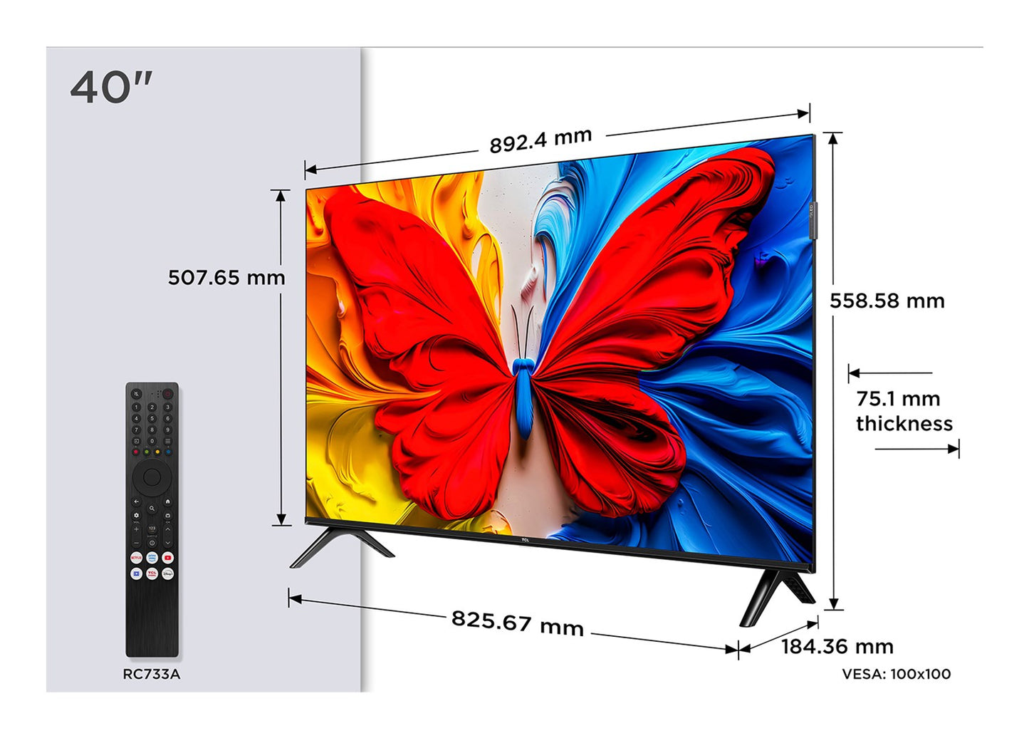 TCL S59K 40S59K TV 101.6 cm (40") Full HD Smart TV Wi-Fi Metallic
