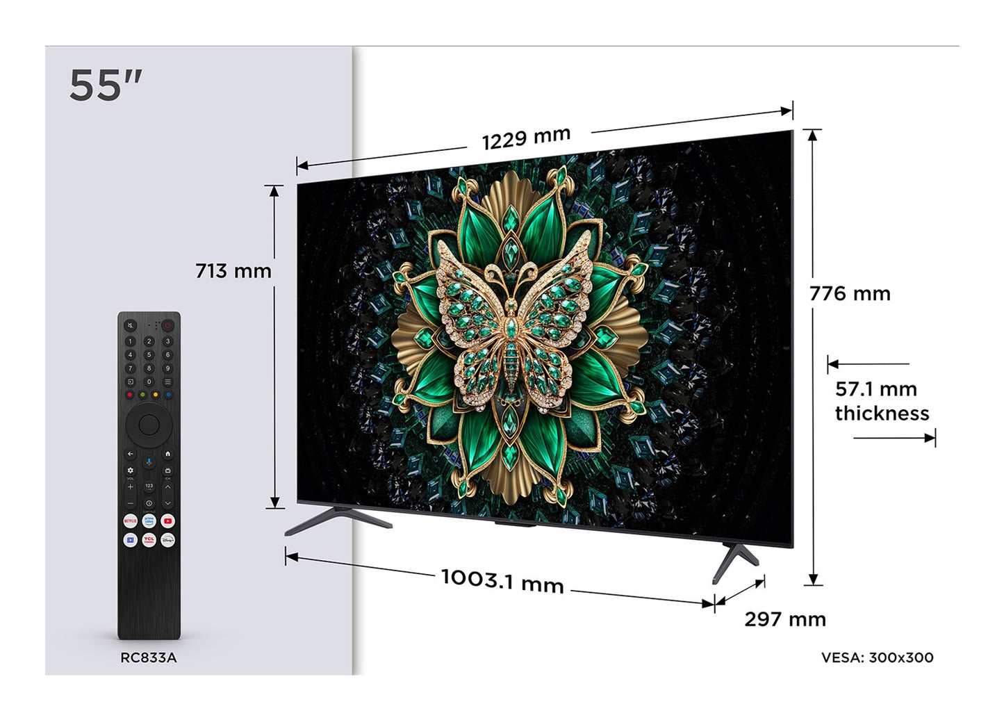TCL 55C69K TV 139.7 cm (55") 4K Ultra HD Smart TV Wi-Fi Metallic