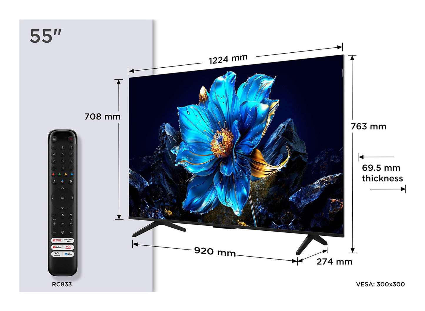 TCL P79K 55P79K TV 139.7 cm (55") 4K Ultra HD Smart TV Wi-Fi Metallic 430 cd/m²