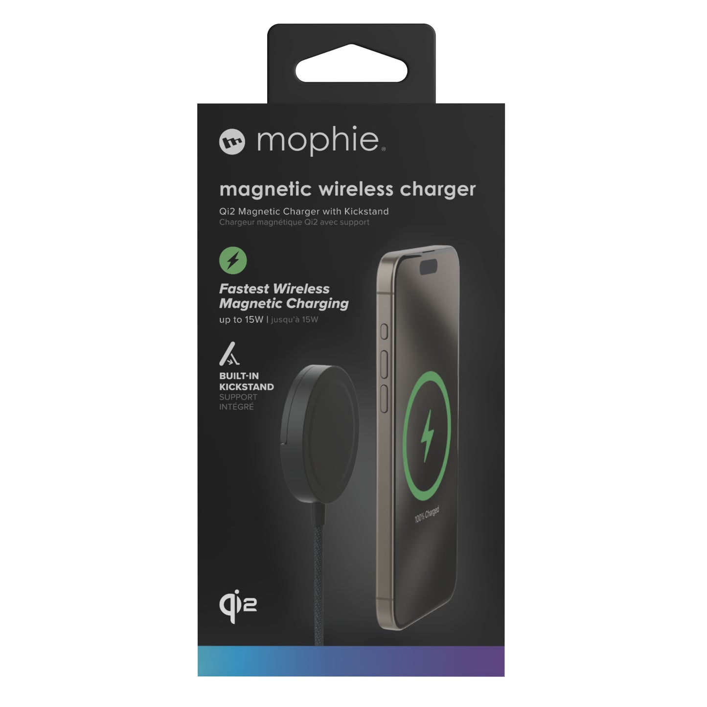 mophie Qi2 Magnetic Charger Smartphone Svart USB Trådlös laddning Snabb laddning inomhus