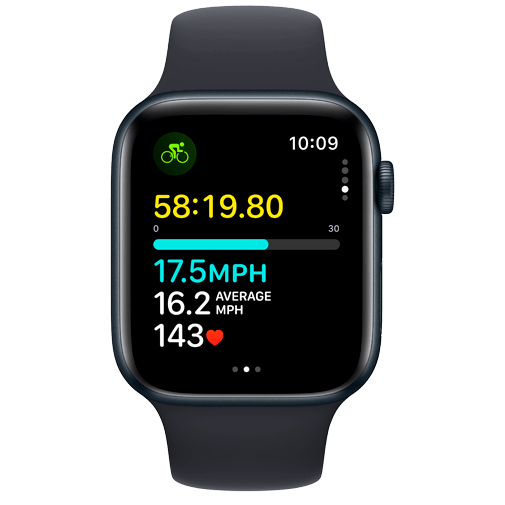 Apple Watch SE 2023 4G 44mm Svart (Svart Silikonband M/L) – Apple