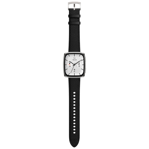 Amazfit Active 2 Square Silver (Svart Läderrem) – Amazfit