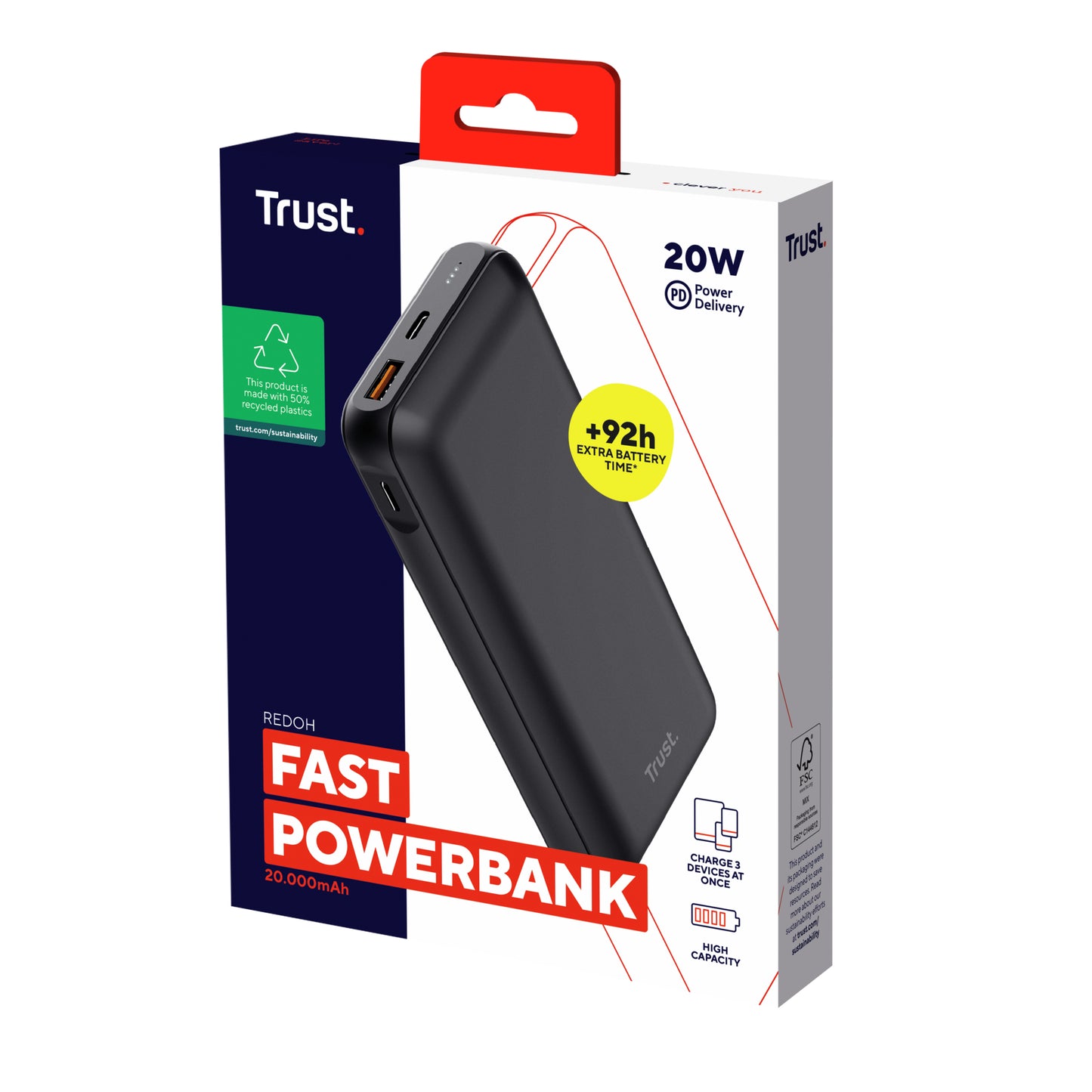 Trust Redoh Litium-Ion (Li-Ion) 20000 mAh Svart