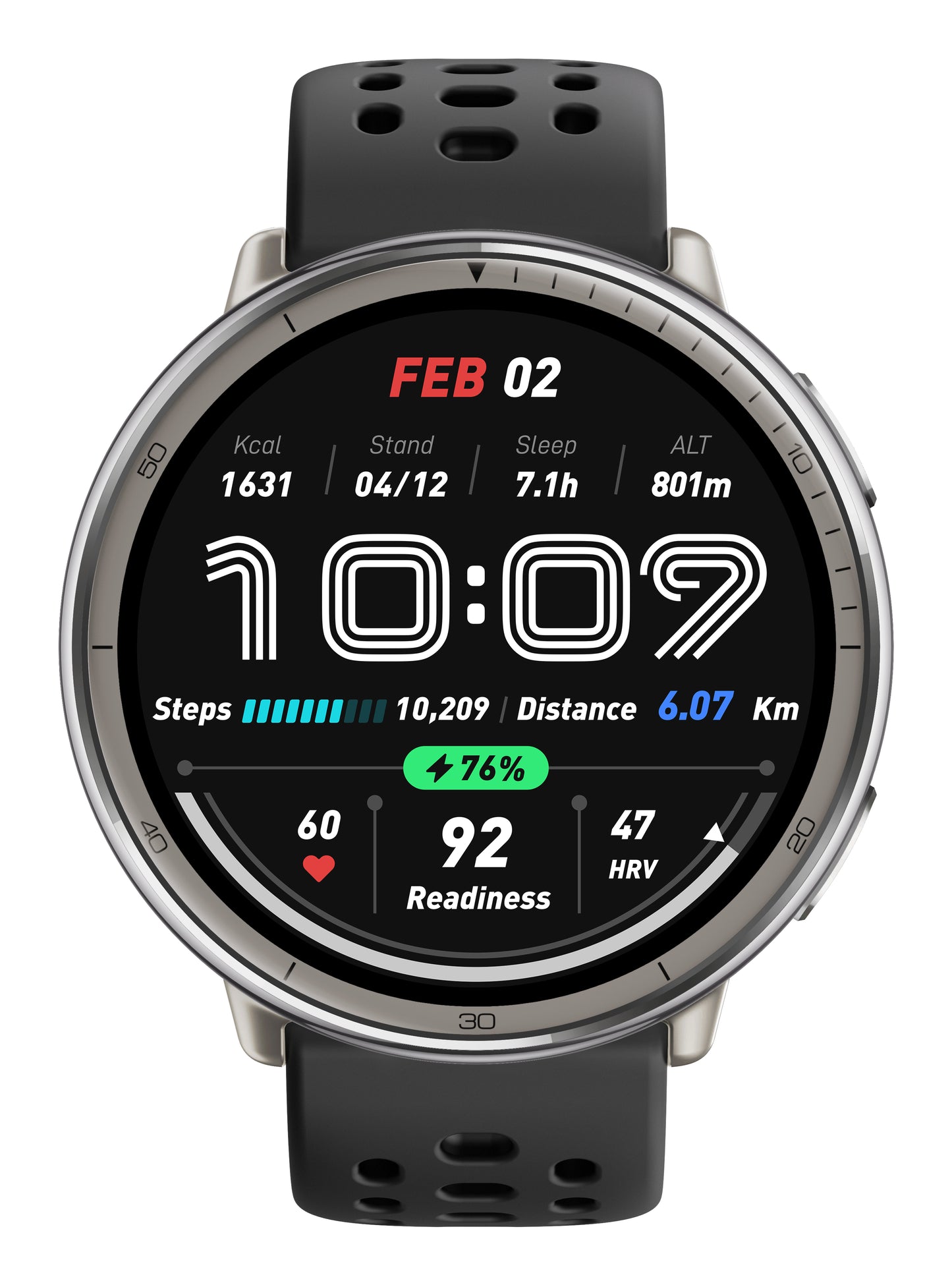 Amazfit W2433EU1N smartklocka och träningsklocka 3,35 cm (1.32") AMOLED Digital 466 x 466 pixlar Pekskärm Silver