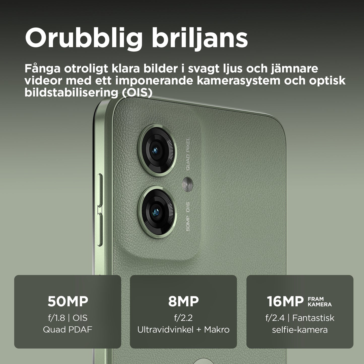 Motorola moto g55 5G 16,5 cm (6.49") Dubbla SIM-kort Android 14 USB Type-C 8 GB 256 GB 5000 mAh Grön