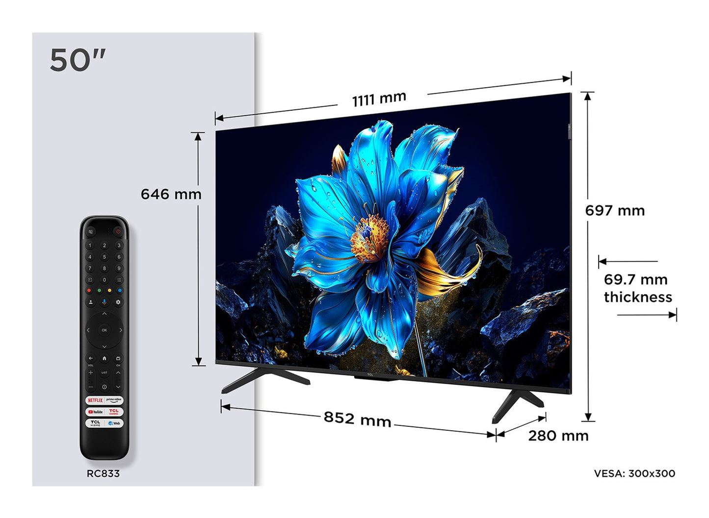 TCL P79K 50P79K TV 127 cm (50") 4K Ultra HD Smart TV Wi-Fi Metallic 430 cd/m²