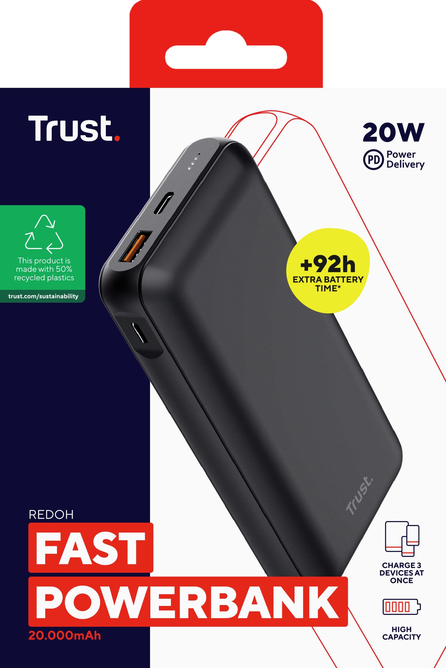 Trust Redoh Litium-Ion (Li-Ion) 20000 mAh Svart