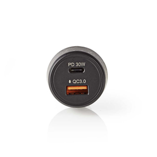 Nedis CCPD30W100BK mobilladdare Smartphone Svart Cigarr tändare Snabb laddning Automatisk