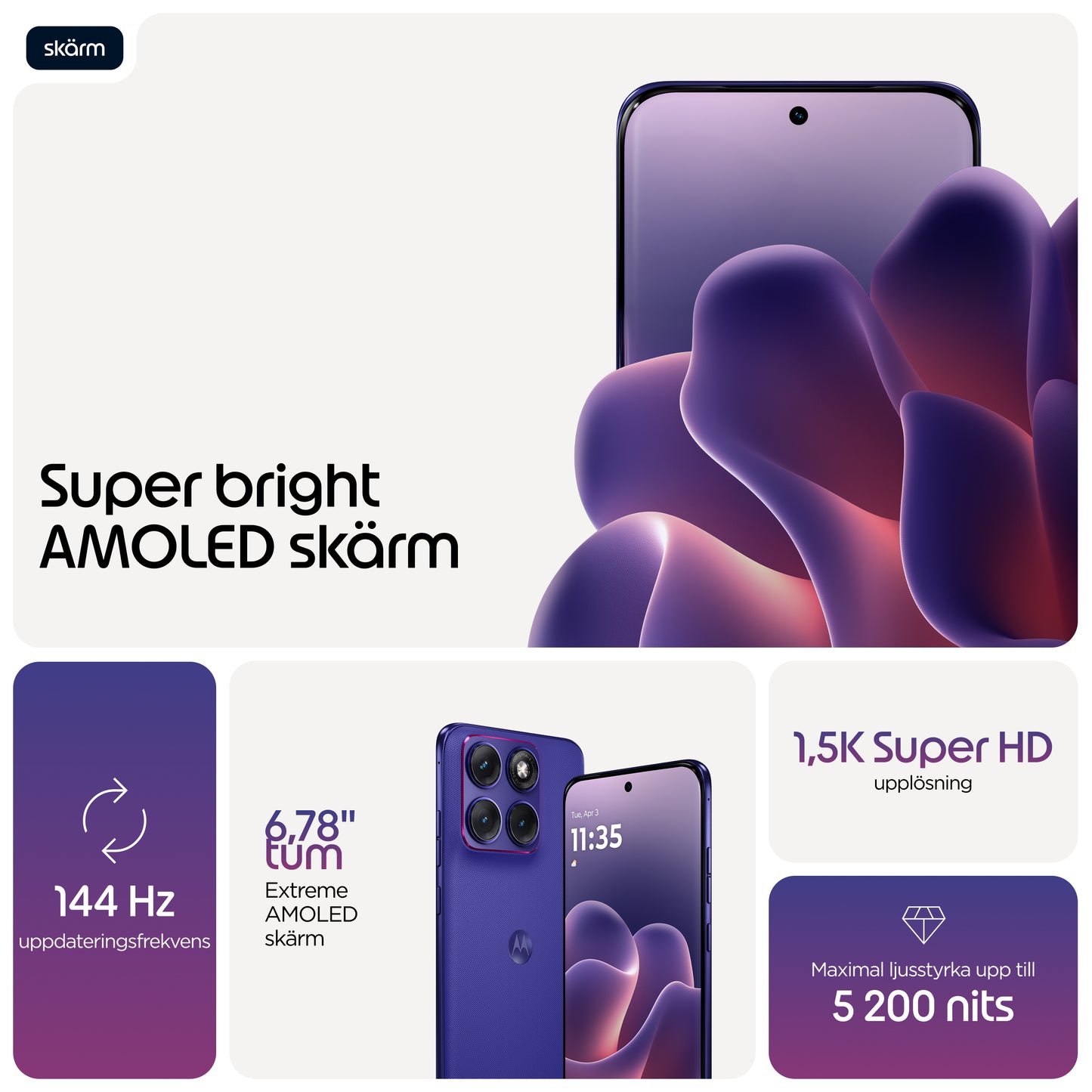 Motorola edge 70 fusion 17,2 cm (6.78") Dubbla SIM-kort Android 16.0 5G USB Type-C 8 GB 256 GB 7000 mAh Violett