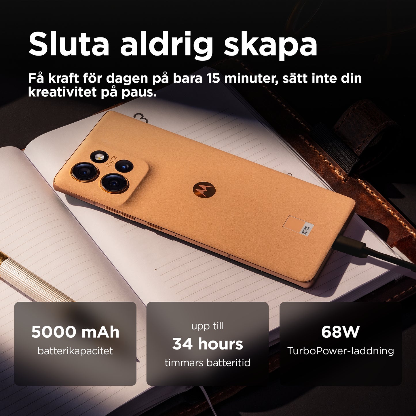 Motorola edge 50 16,9 cm (6.67") Dubbla SIM-kort Android 14 5G USB Type-C 12 GB 512 GB 5000 mAh Persika