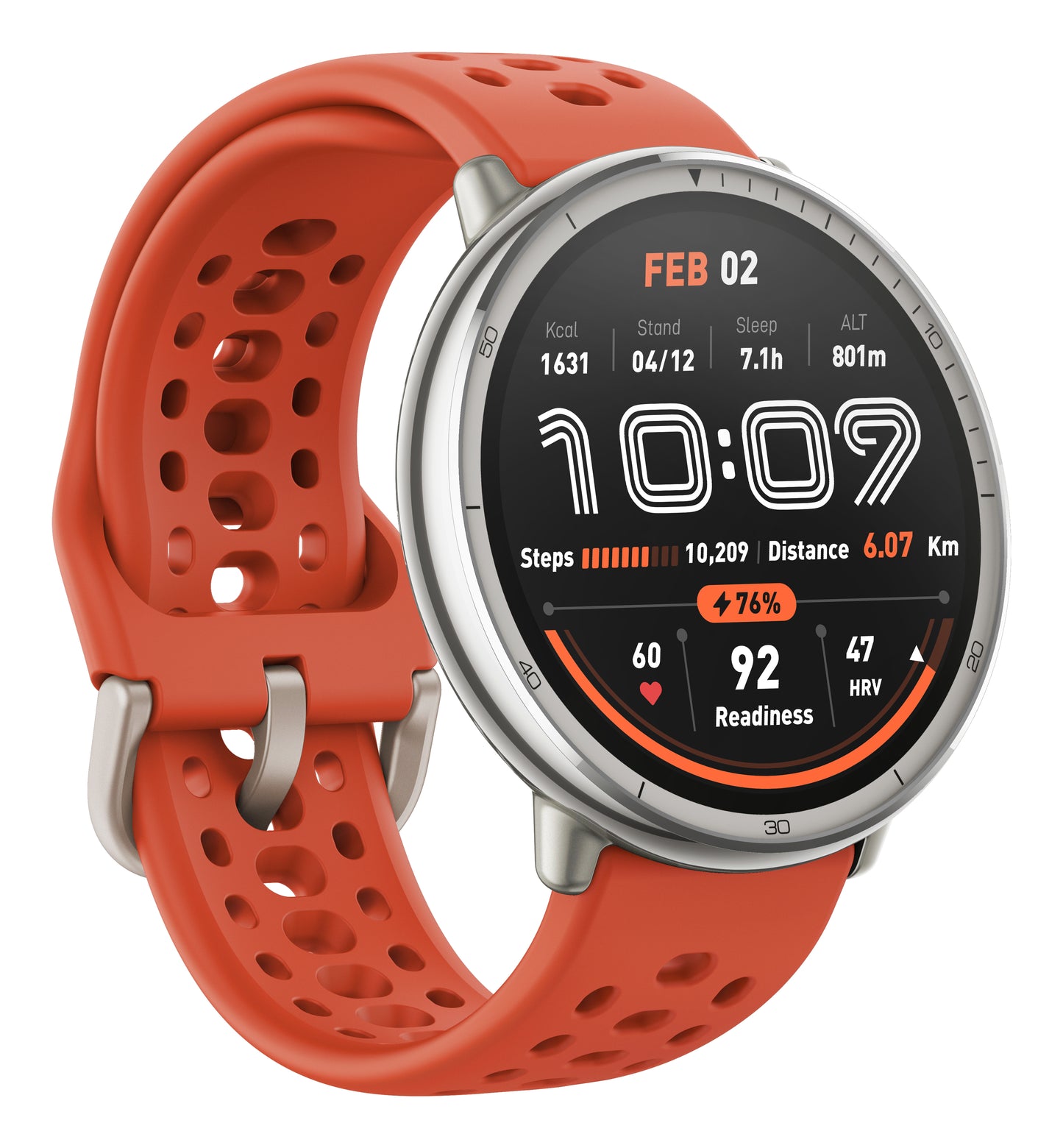 Amazfit W2433EU1N smartklocka och träningsklocka 3,35 cm (1.32") AMOLED Digital 466 x 466 pixlar Pekskärm Silver
