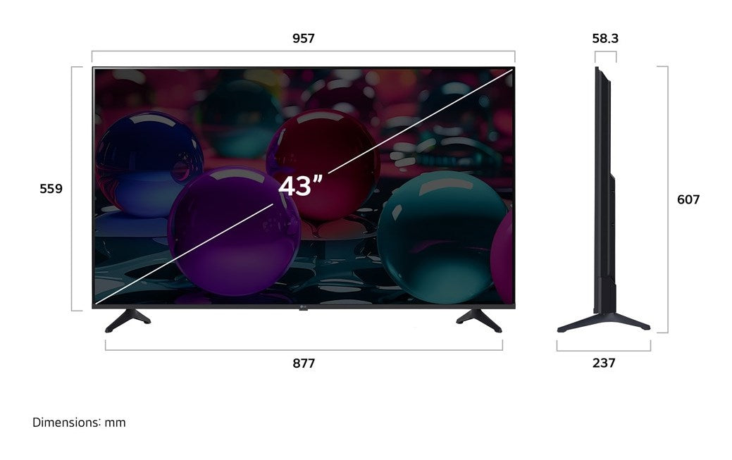LG UHD AI 43UA73003LA TV 109.2 cm (43") 4K Ultra HD Smart TV Wi-Fi Black